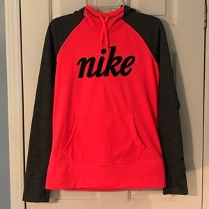 NIKE neon pink and dark gray thermafit hoodie!